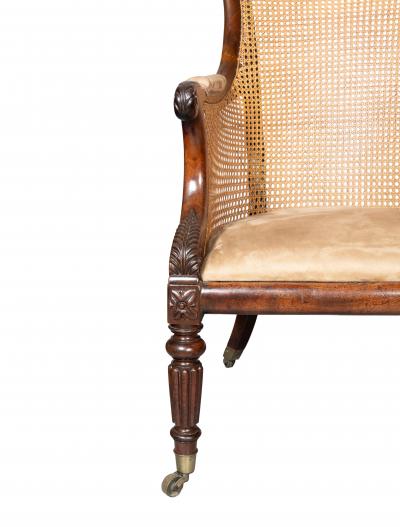 Fine Regency Mahogany Caned Bergere
