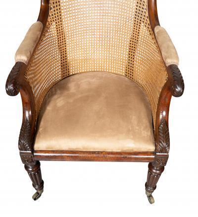 Fine Regency Mahogany Caned Bergere