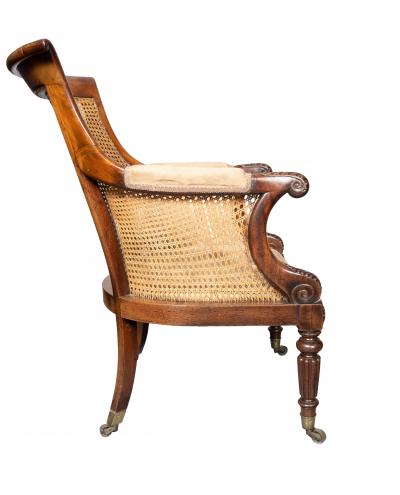 Fine Regency Mahogany Caned Bergere
