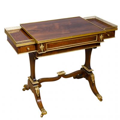 Fine Regency Rosewood and Bronze Mounted Writing Games Table