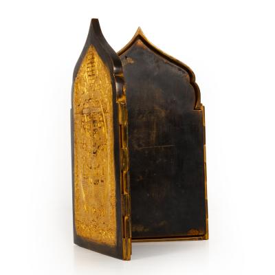 Fine Russian Old Believers Tetraptych Copper Icon with 20 Devotional Panels