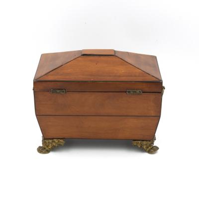 Fine Satinwood Tent Top Tea Caddy w Two Interior Compartments English ca 1840