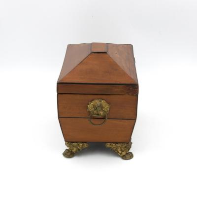 Fine Satinwood Tent Top Tea Caddy w Two Interior Compartments English ca 1840