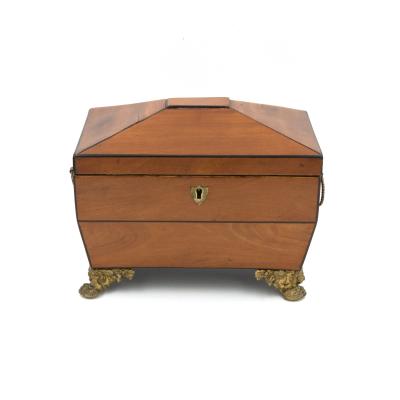 Fine Satinwood Tent Top Tea Caddy w Two Interior Compartments English ca 1840