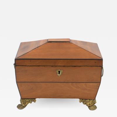 Fine Satinwood Tent Top Tea Caddy w Two Interior Compartments English ca 1840