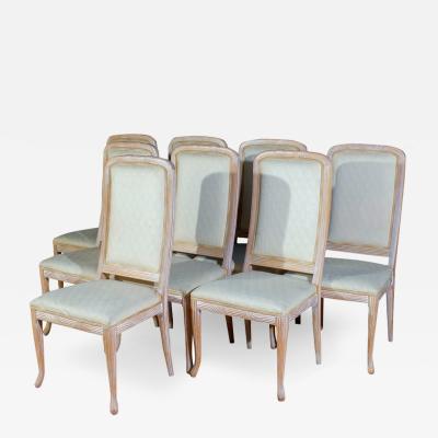 Fine Set of 8 Italian White Decap Wood Chairs 1970s