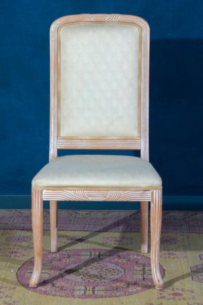 Fine Set of 8 Italian White Decap Wood Chairs 1970s