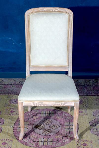 Fine Set of 8 Italian White Decap Wood Chairs 1970s
