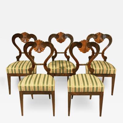 Fine Set of Five Biedermeier Chairs Vienna c 1825 