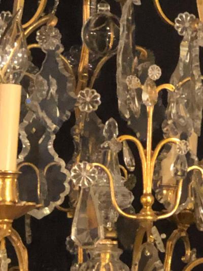 Fine Six Light Cut Crystal and Brass Chandelier Newly Wired