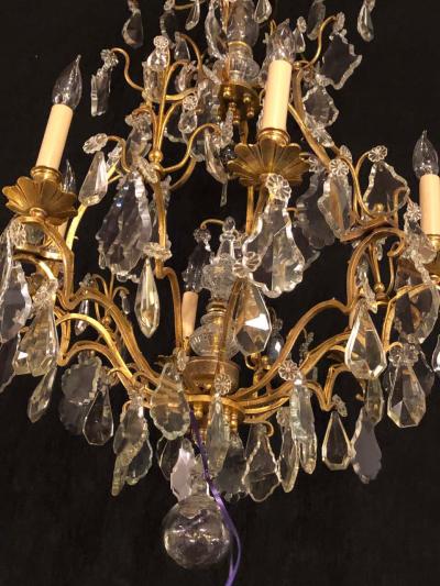 Fine Six Light Cut Crystal and Brass Chandelier Newly Wired