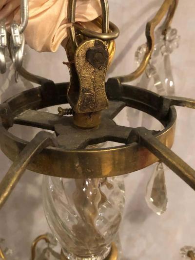 Fine Six Light Cut Crystal and Brass Chandelier Newly Wired