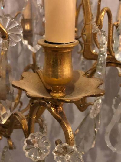 Fine Six Light Cut Crystal and Brass Chandelier Newly Wired