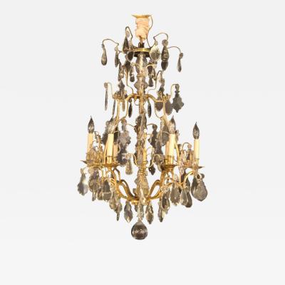 Fine Six Light Cut Crystal and Brass Chandelier Newly Wired