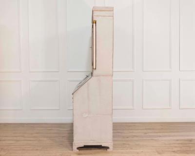 Fine Swedish three part bureau with charming carvings and marble painted columns