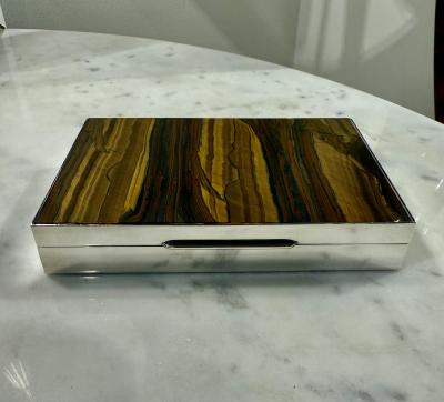 Fine Tiger eye and Sterling box Italy 1960s 