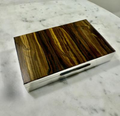 Fine Tiger eye and Sterling box Italy 1960s 