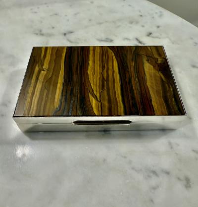 Fine Tiger eye and Sterling box Italy 1960s 