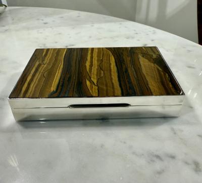 Fine Tiger eye and Sterling box Italy 1960s 