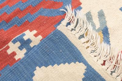 Fine Turkish Tribal Kilim Flat Weave Wool Rug 211 x 3 7 