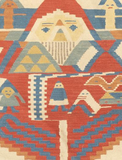 Fine Turkish Tribal Kilim Flat Weave Wool Rug 211 x 3 7 