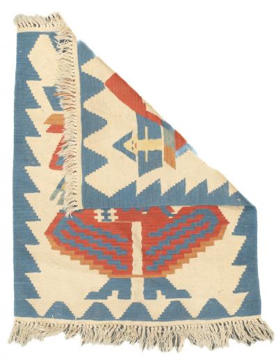 Fine Turkish Tribal Kilim Flat Weave Wool Rug 211 x 3 7 