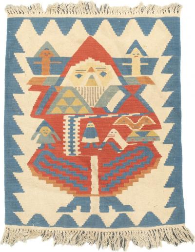 Fine Turkish Tribal Kilim Flat Weave Wool Rug 211 x 3 7 