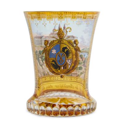 Fine Viennese Enamelled and Gilt Glass Beaker Melk Abbey c 1830