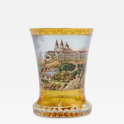 Fine Viennese Enamelled and Gilt Glass Beaker Melk Abbey c 1830