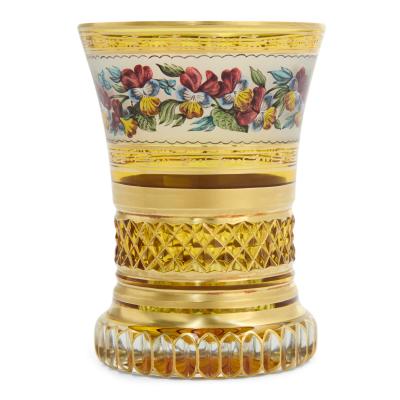 Fine Viennese Gilt and Enamelled Glass Beaker with Pansies