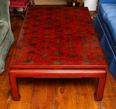 Fine Vintage Red Lacquer Rectangular Coffee Table