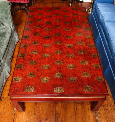 Fine Vintage Red Lacquer Rectangular Coffee Table