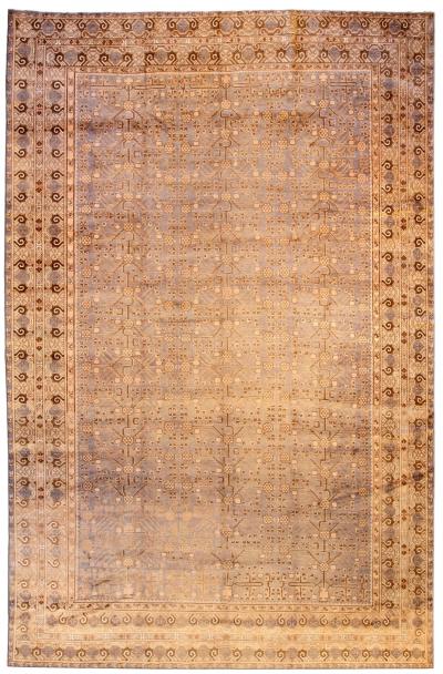 Fine Vintage Samarkand Khotan Handmade Wool Carpet