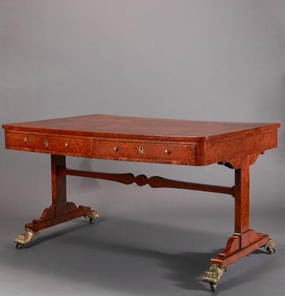 Fine William IV Mulberry Veneered and Ormolu Mounted Library Table