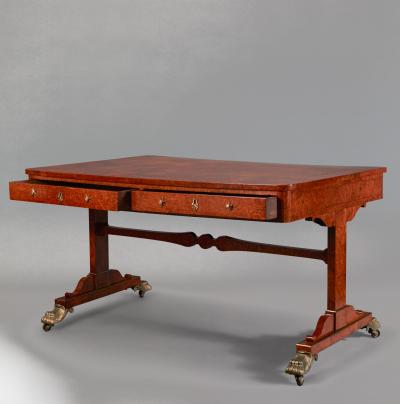 Fine William IV Mulberry Veneered and Ormolu Mounted Library Table