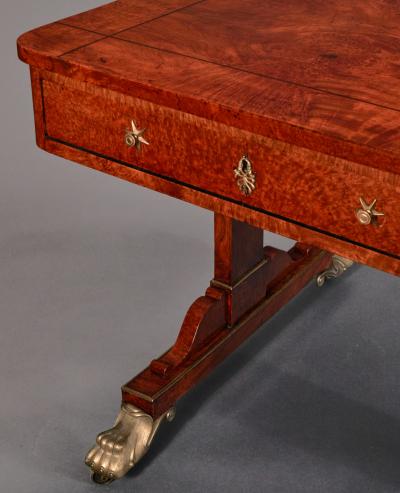 Fine William IV Mulberry Veneered and Ormolu Mounted Library Table
