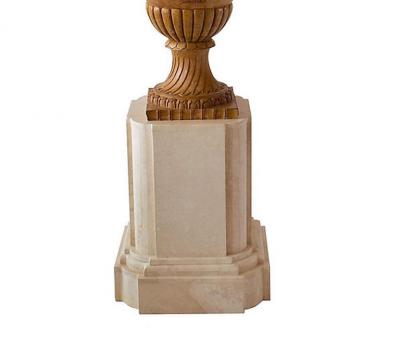 Fine and Monumental Pair of Italian Neoclassical Siena Marble Urns on Pedestal