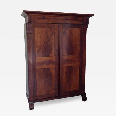 Fine mahogany American Empire armoire with fitted interior