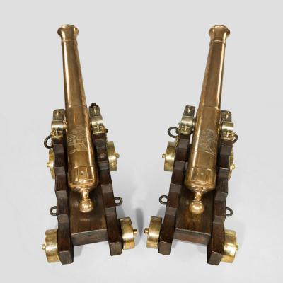 Fine pair of 19th Century English 41 barrel bronze cannon