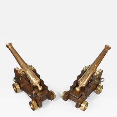 Fine pair of 19th Century English 41 barrel bronze cannon