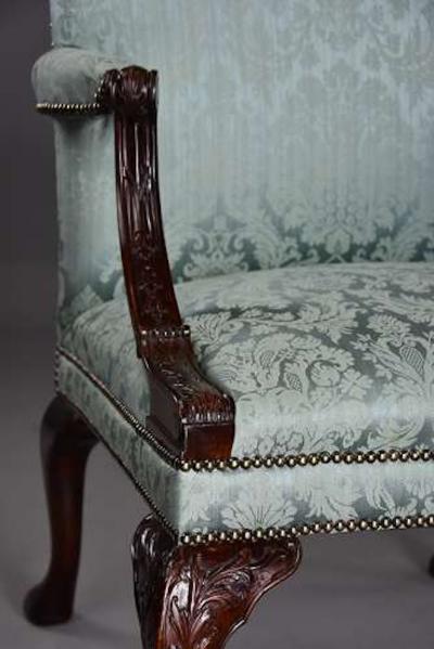 Fine pair of mahogany Gainsborough armchairs in the George II style