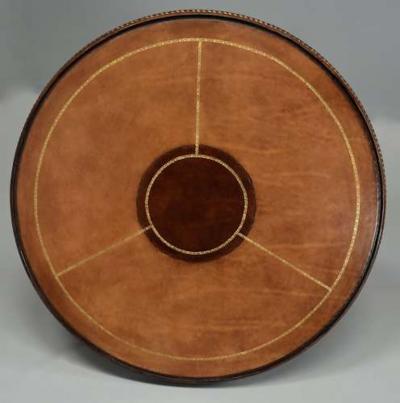 Fine quality 18th century Rococo style mahogany leather top tripod table