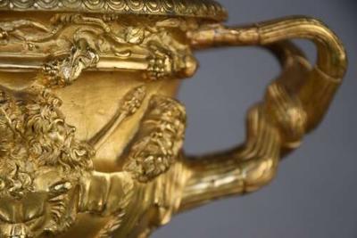 Fine quality 19thc Grand Tour gilt bronze reduction of The Warwick Vase