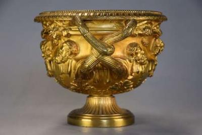 Fine quality 19thc Grand Tour gilt bronze reduction of The Warwick Vase