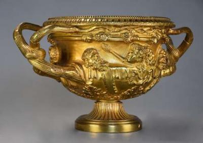 Fine quality 19thc Grand Tour gilt bronze reduction of The Warwick Vase