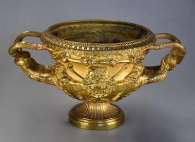 Fine quality 19thc Grand Tour gilt bronze reduction of The Warwick Vase
