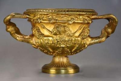 Fine quality 19thc Grand Tour gilt bronze reduction of The Warwick Vase