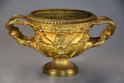 Fine quality 19thc Grand Tour gilt bronze reduction of The Warwick Vase