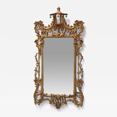 Fine quality Chinese Chippendale style carved giltwood mirror