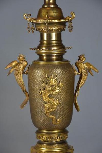 Fine quality French Japonisme style bronze incense burner set